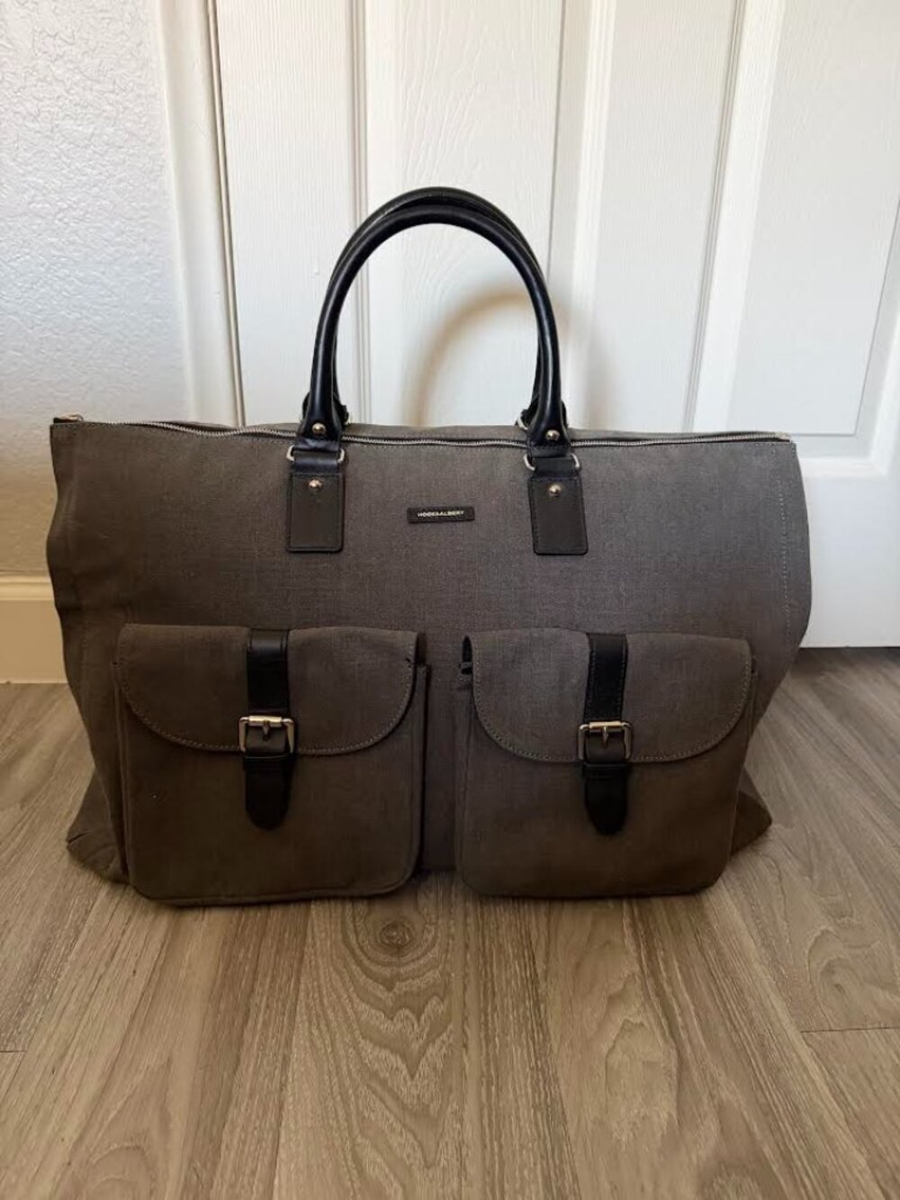 Hook + Albert Grey Waxed Canvas Weekender Bag 22" NO SHOULDER STRAP
